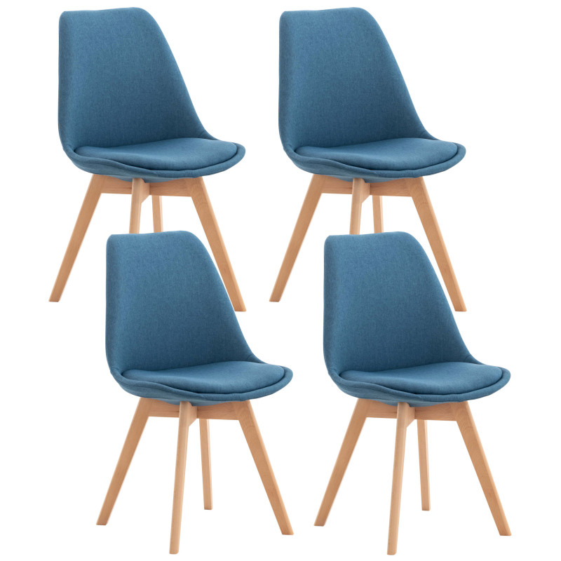 Lot de 4 chaises en tissu Linares bleu