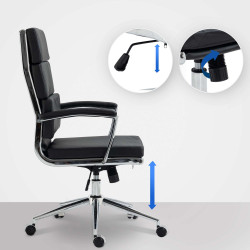 Chaise de bureau Cleveland, similicuir noir