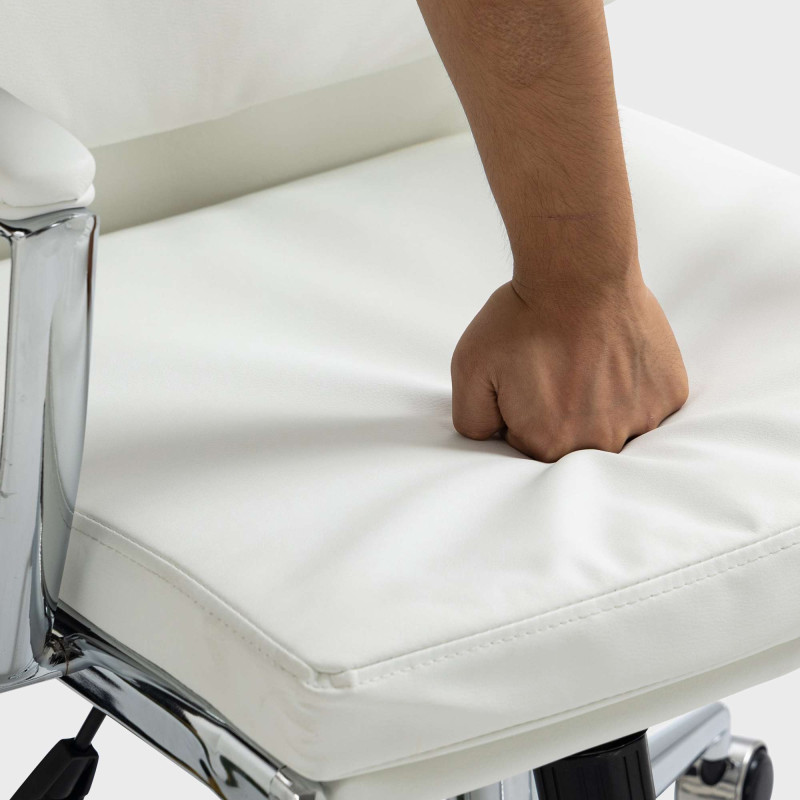 Fauteuil de bureau Cleveland, simili cuir blanc