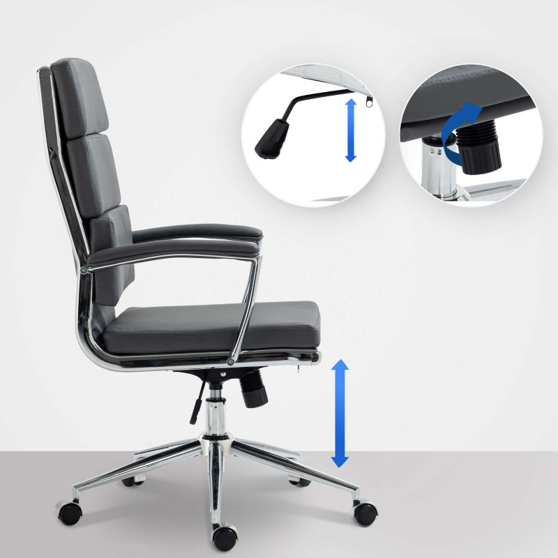 Chaise de bureau Cleveland, similicuir gris