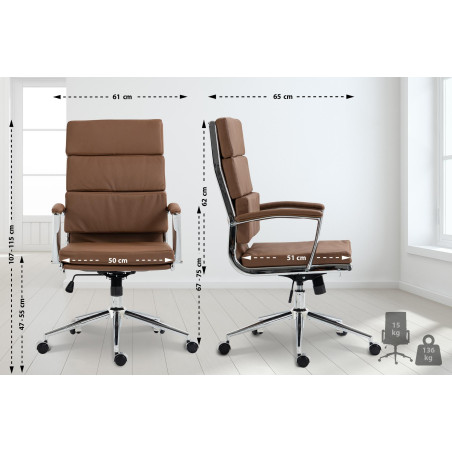 Silla de oficina Cleveland Simil cuero,Marrón claro