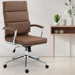 Fauteuil de bureau Cleveland, simili cuir marron clair