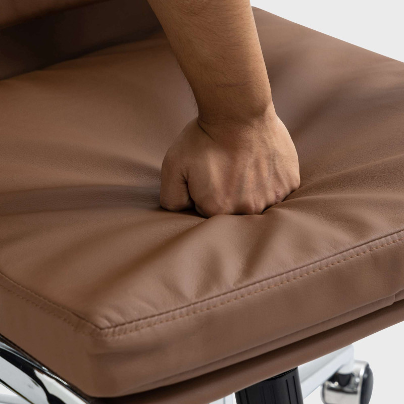 Chaise de bureau Cleveland, similicuir, marron clair