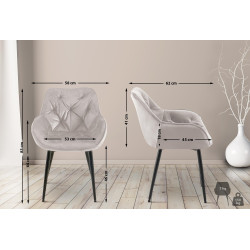 Chaise Tanna velours gris