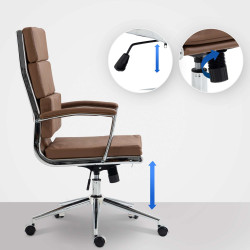 Fauteuil de bureau Cleveland, simili cuir marron clair