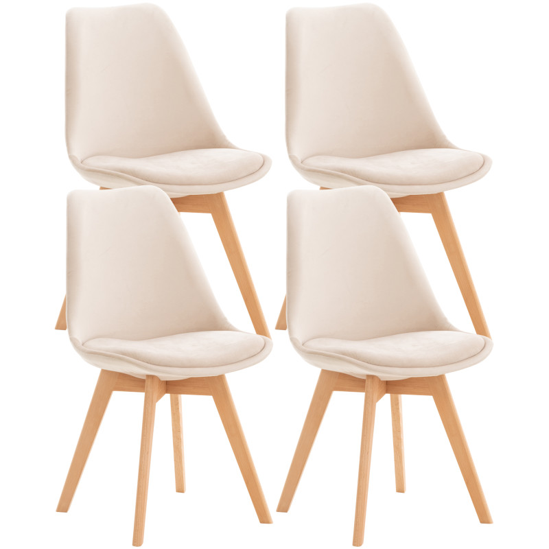 Lot de 4 chaises Linares velours beige
