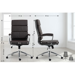 Chaise de bureau Cleveland, similicuir marron