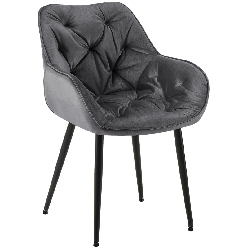 Chaise Tanna velours gris foncé