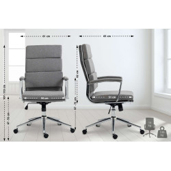 Fauteuil de bureau Cleveland en tissu gris