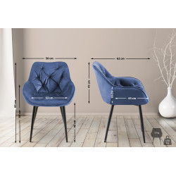 Chaise Tanna velours bleu