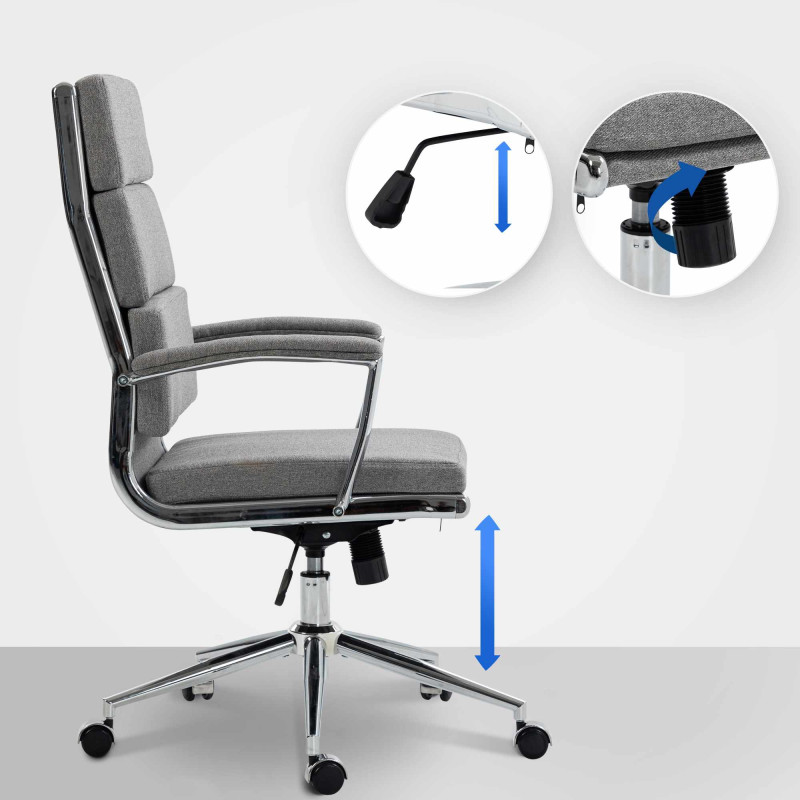 Fauteuil de bureau Cleveland en tissu gris