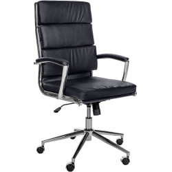 Silla de oficina Cleveland Cuero auténtico,Negro