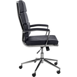 Fauteuil de bureau Cleveland, cuir véritable, noir