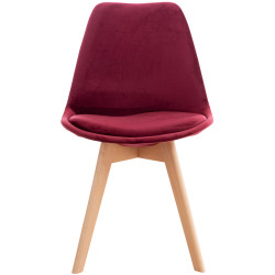 Lot de 4 chaises Linares velours rouge bordeaux