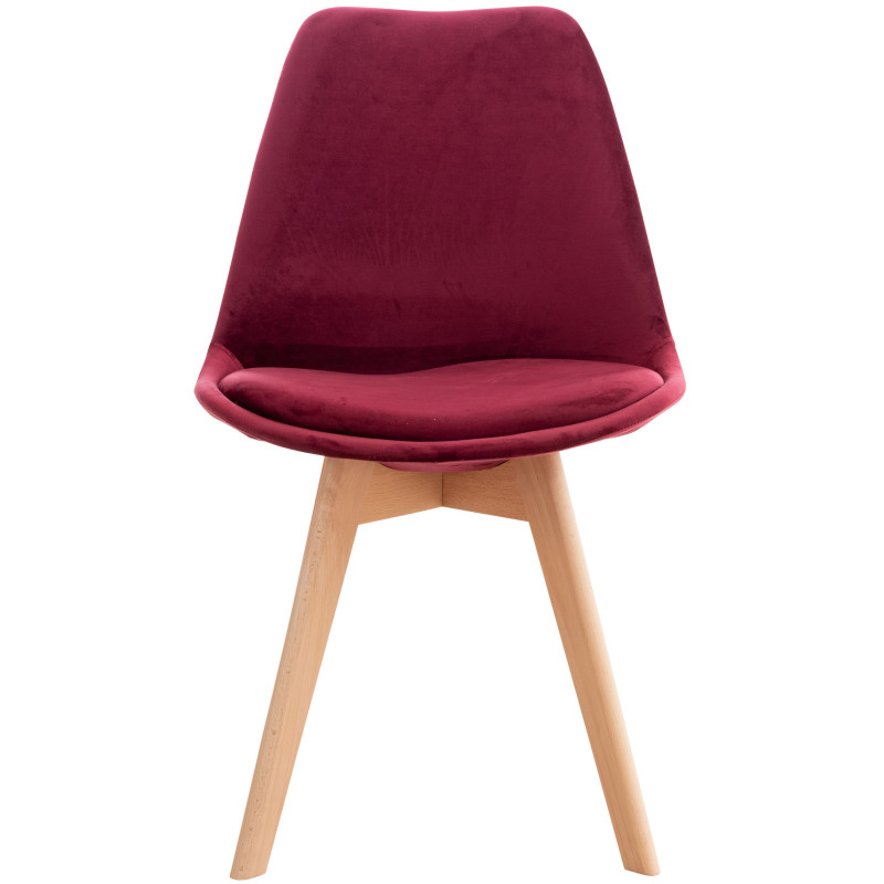 Lot de 4 chaises Linares velours rouge bordeaux