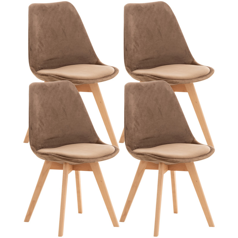 Lot de 4 chaises Linares velours brun