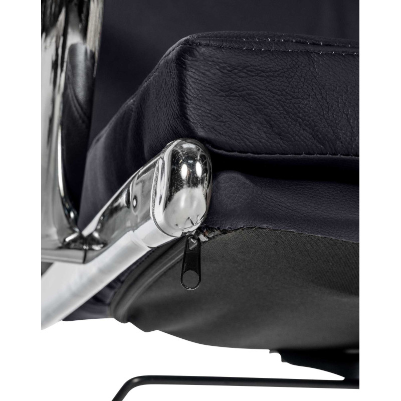 Silla de oficina Cleveland Cuero auténtico,Negro