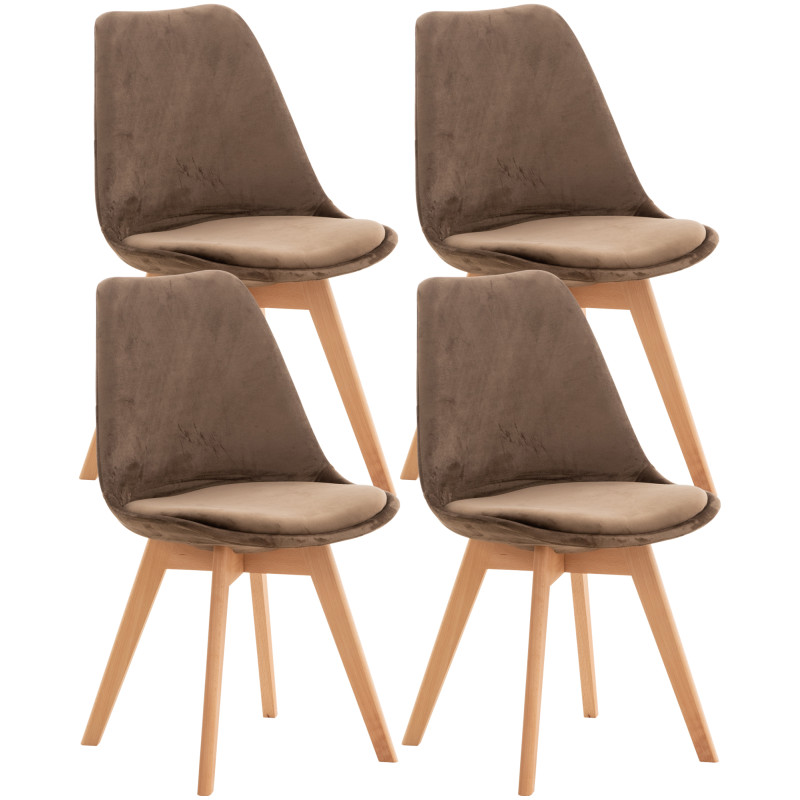 Lot de 4 chaises Linares velours marron foncé
