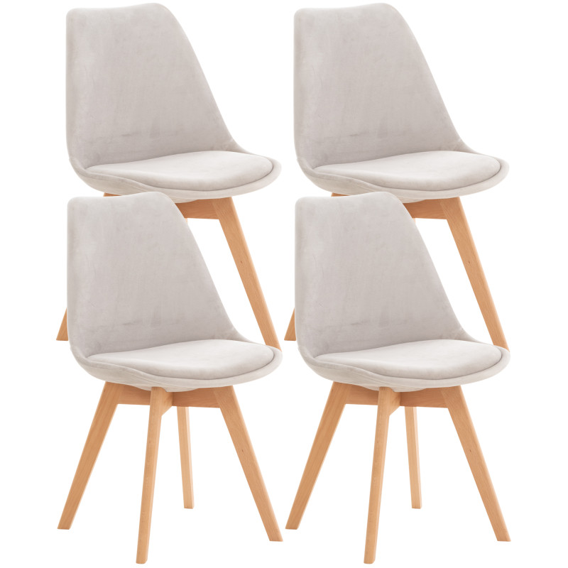 Lot de 4 chaises Linares velours gris clair