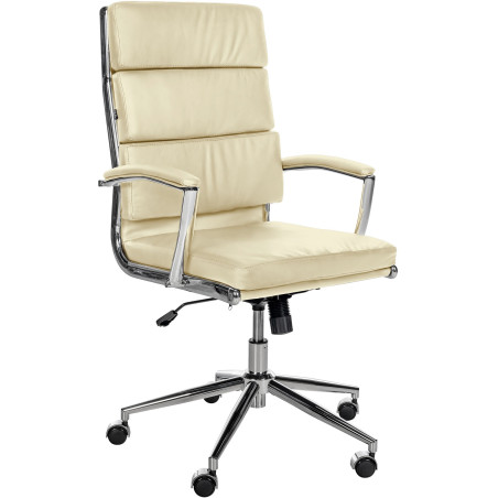 Fauteuil de bureau Cleveland, cuir véritable, couleur crème