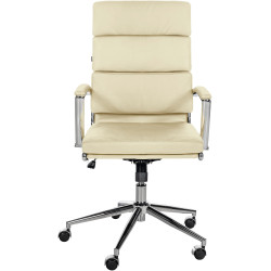 Fauteuil de bureau Cleveland, cuir véritable, couleur crème
