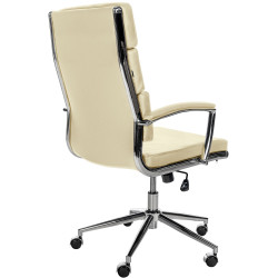 Fauteuil de bureau Cleveland, cuir véritable, couleur crème