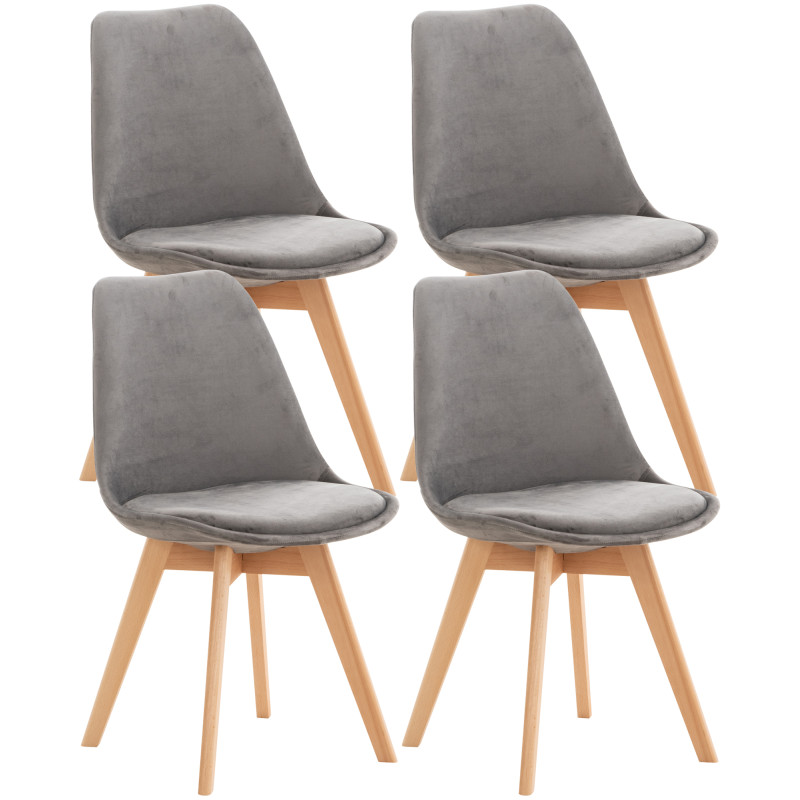 Lot de 4 chaises Linares velours gris