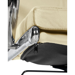 Fauteuil de bureau Cleveland, cuir véritable, couleur crème