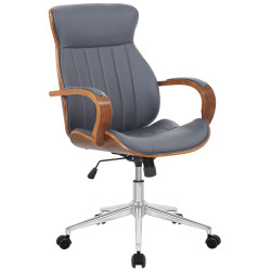 Fauteuil de bureau Melilla en cuir artificiel noyer/gris