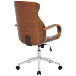 Fauteuil de bureau Melilla en cuir artificiel noyer/gris