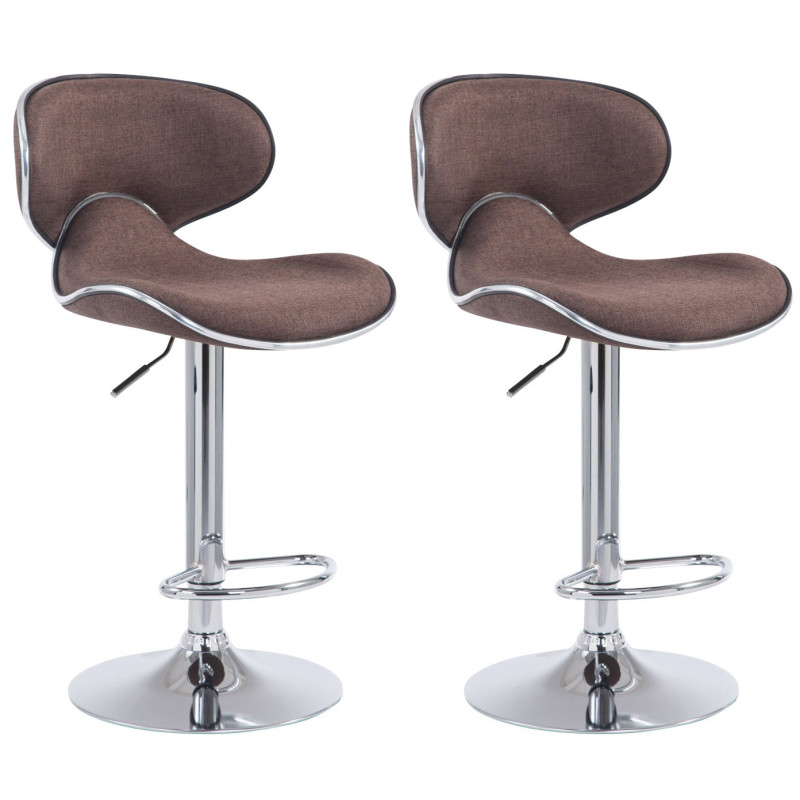 Lot de 2 tabourets de bar Las Vegas V2 tissu chromé brun