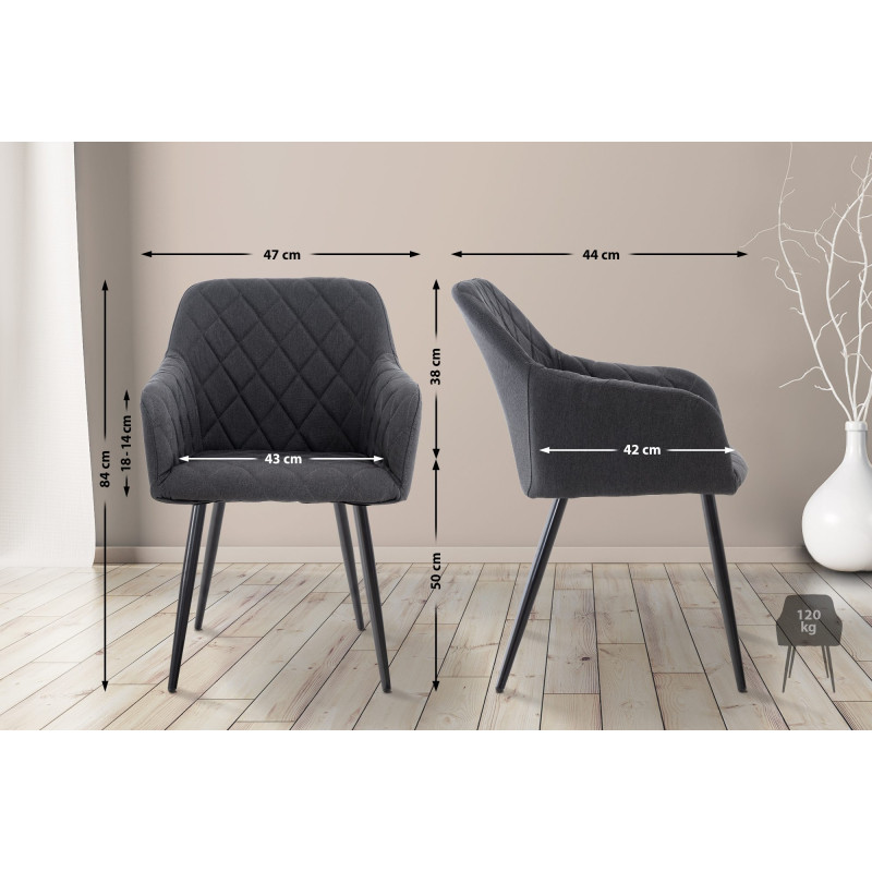 Chaise de salle à manger en tissu Shila noir