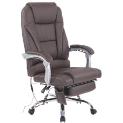 Fauteuil de bureau Pacific en cuir véritable avec fonction massage, marron