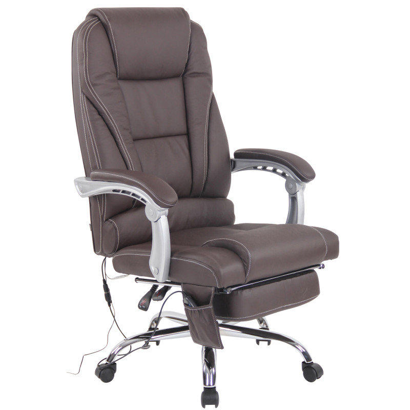Fauteuil de bureau Pacific en cuir v?ritable avec fonction massage, marron