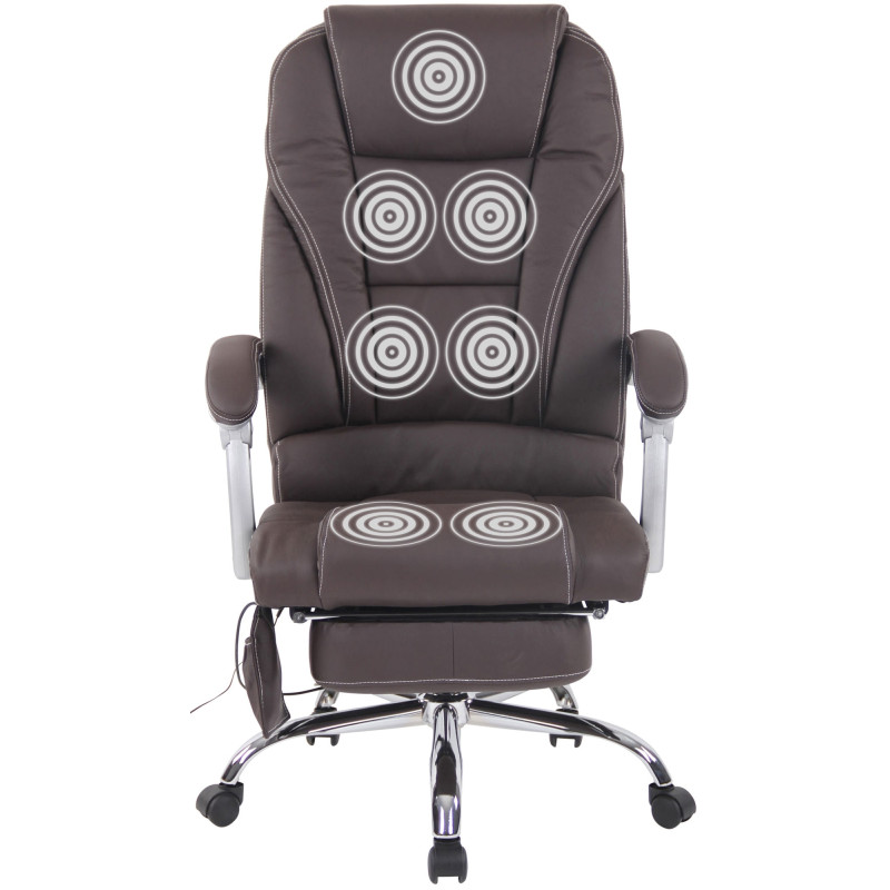 Fauteuil de bureau Pacific en cuir véritable avec fonction massage, marron