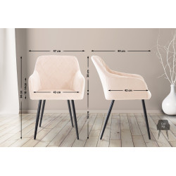 Chaise de salle à manger en velours Shila beige