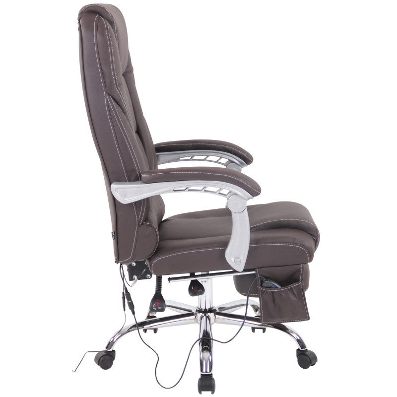 Fauteuil de bureau Pacific en cuir véritable avec fonction massage, marron