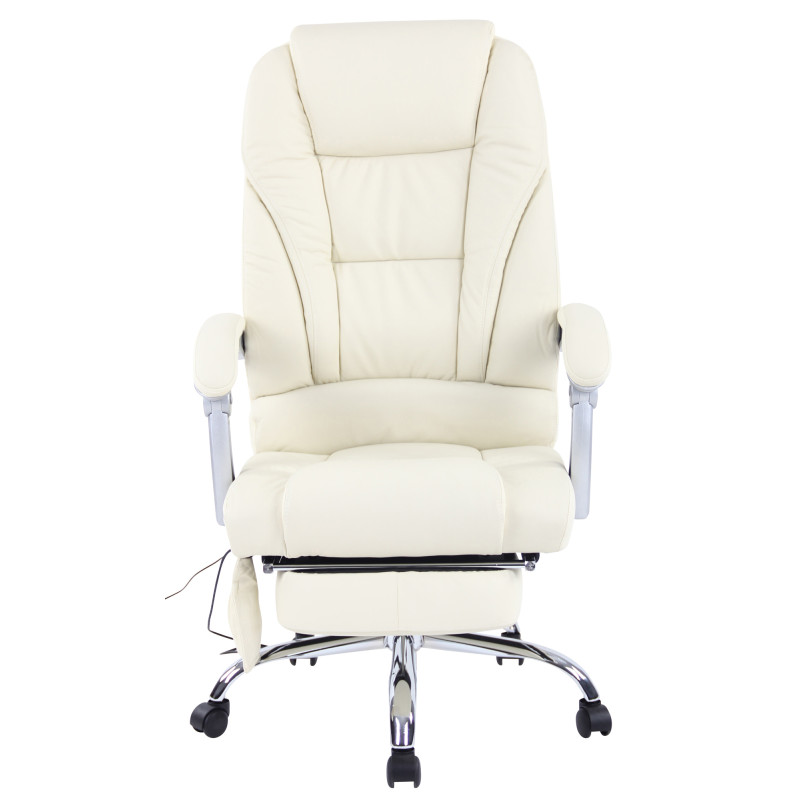 Fauteuil de bureau Pacific en cuir véritable avec fonction massage, couleur crème