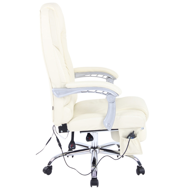 Fauteuil de bureau Pacific en cuir véritable avec fonction massage, couleur crème
