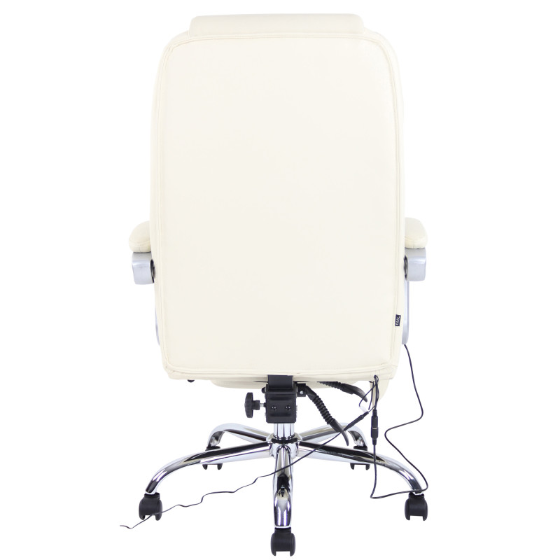 Fauteuil de bureau Pacific en cuir véritable avec fonction massage, couleur crème