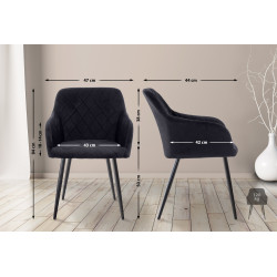 Chaise de salle à manger en velours Shila noir