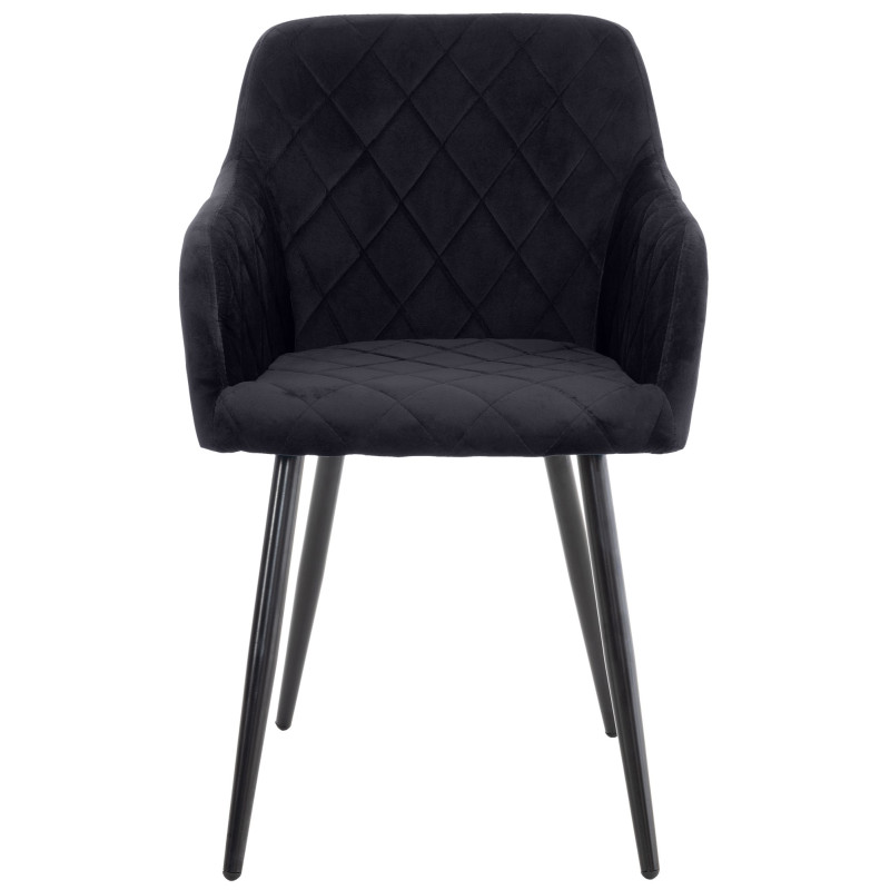 Chaise de salle à manger en velours Shila noir