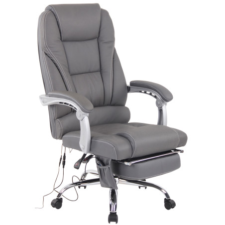 Fauteuil de bureau Pacific en cuir véritable avec fonction massage, gris