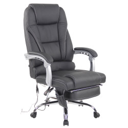 Fauteuil de bureau Pacific en cuir véritable avec fonction massage, noir