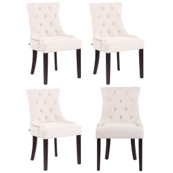 Lot de 4 chaises de salle à manger Aberdeen velours antique crème