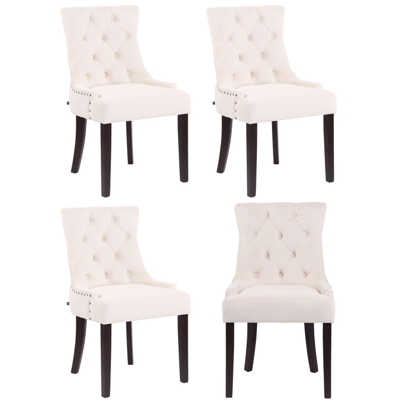 Lot de 4 chaises de salle à manger Aberdeen velours antique crème