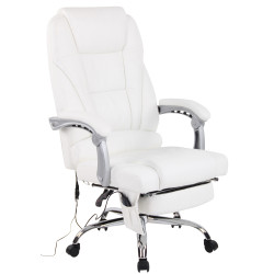 Fauteuil de bureau Pacific en cuir v?ritable avec fonction massage, blanc
