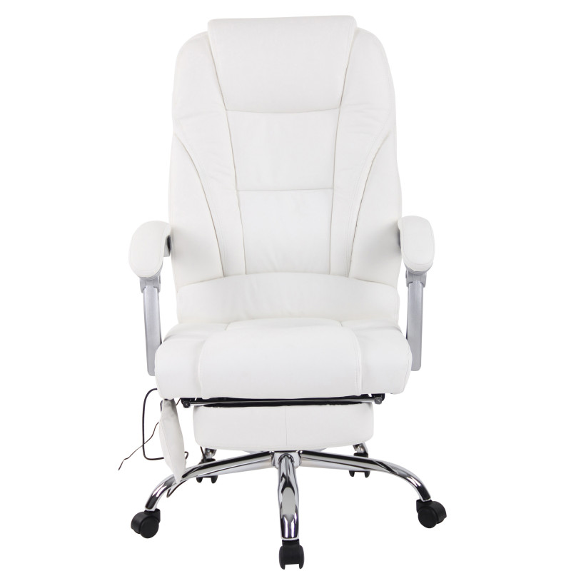 Fauteuil de bureau Pacific en cuir véritable avec fonction massage, blanc