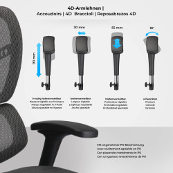 Fauteuil de bureau ergonomique Norfolk grise