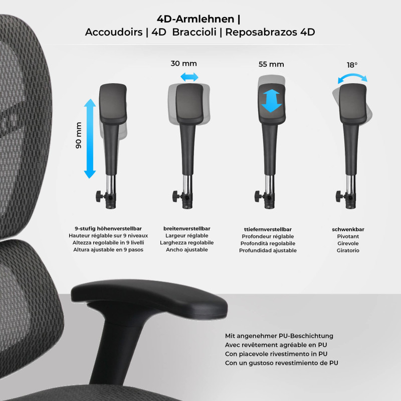 Silla de oficina ergonómica Norfolk Gris